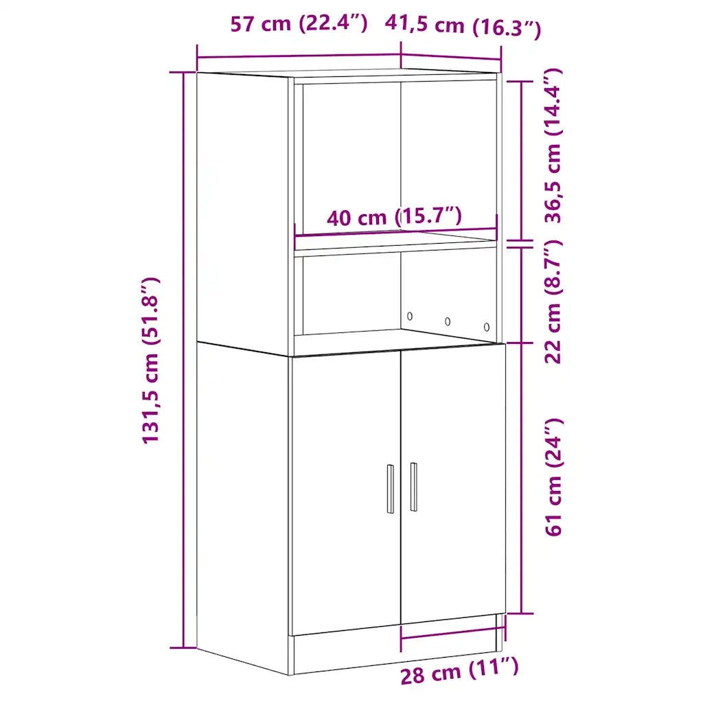 Mobile da Cucina Bianco 57x41,5x131,5 cm in Truciolato