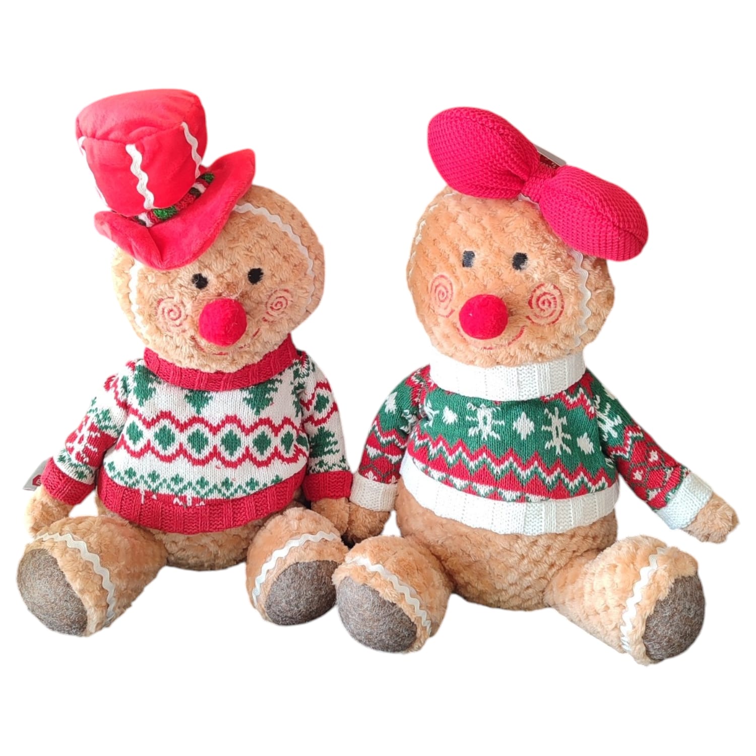 Personaggio Natalizio Pan di Zenzero Seduto 35cm Maschio o Femmina Decorazione