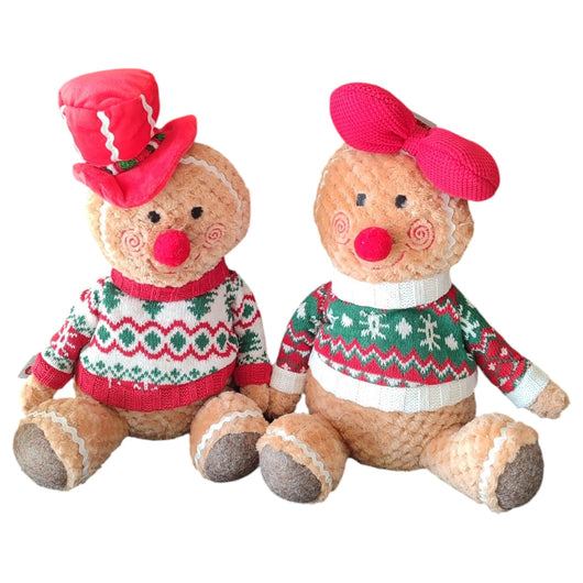 Personaggio Natalizio Pan di Zenzero Seduto 35cm Maschio o Femmina Decorazione