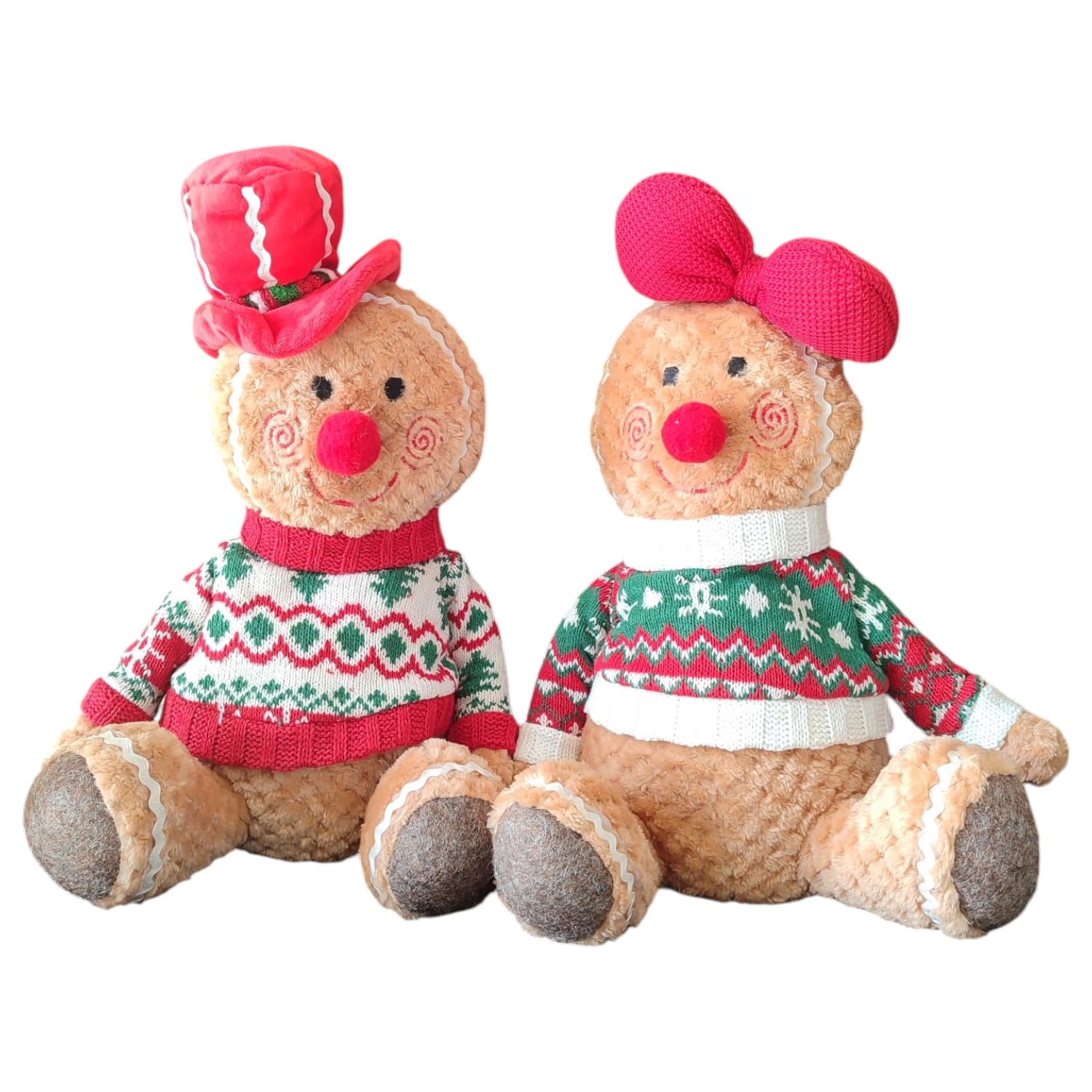 Personaggio Natalizio Pan di Zenzero Seduto 35cm Maschio o Femmina Decorazione