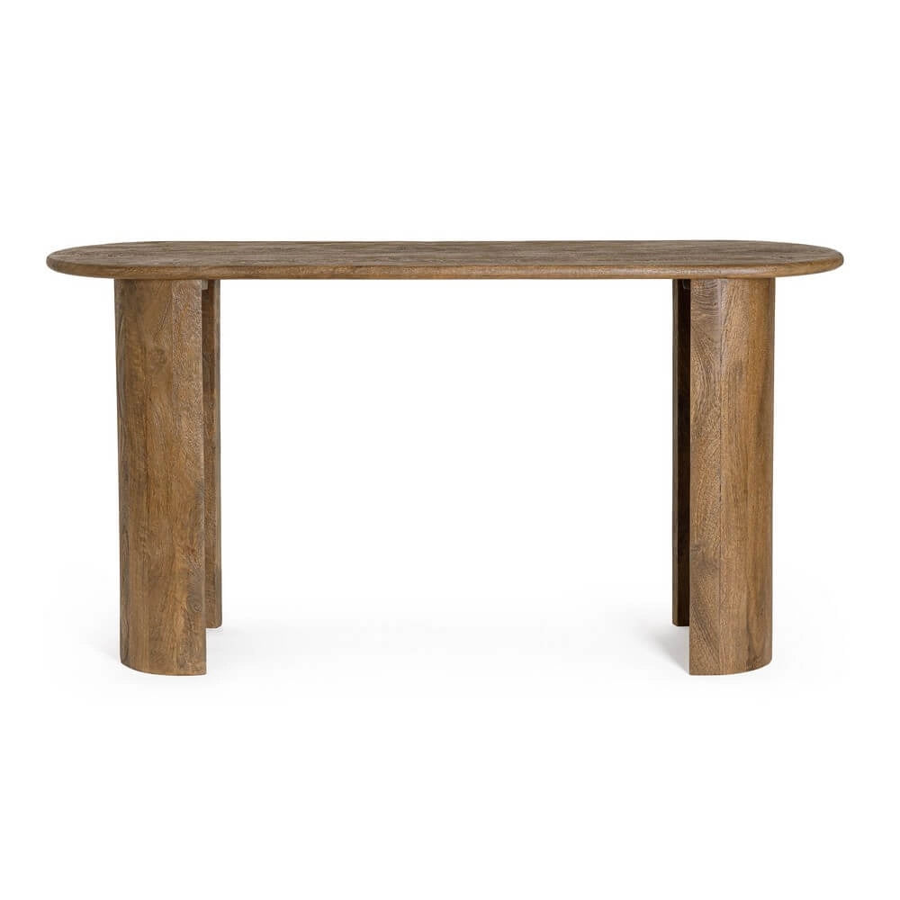 Consolle in Legno di Mango con Piano Ovale e Gambe Cilindriche - BRANCH