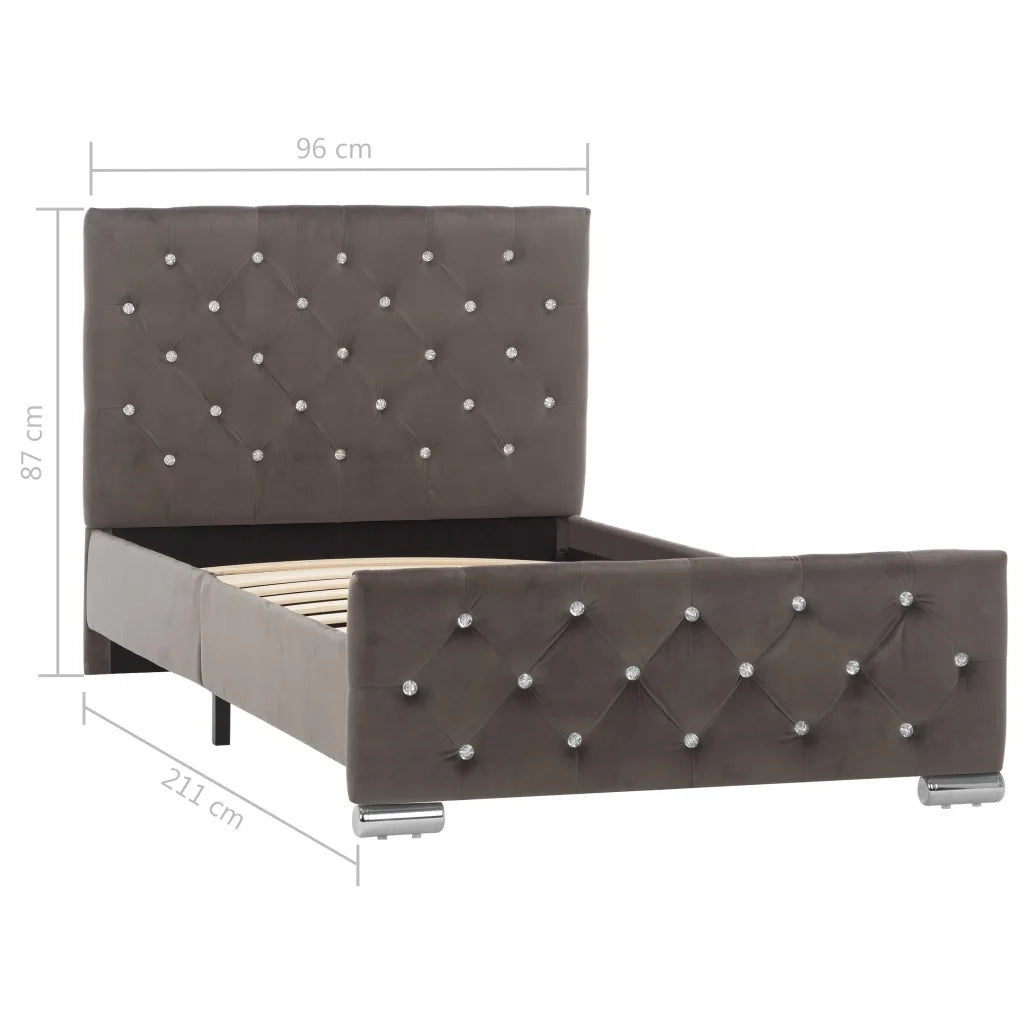 Giroletto-Struttura Letto Grigio in Velluto 90x200 cm 855837