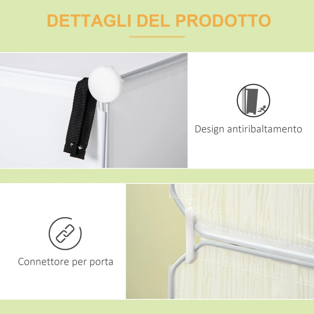Easycomfort Mobile Scarpiera Modulare Salvaspazio, Pannelli a Cubo e Triangolo in PP e Acciaio, 145x47x196 cm, Bianco