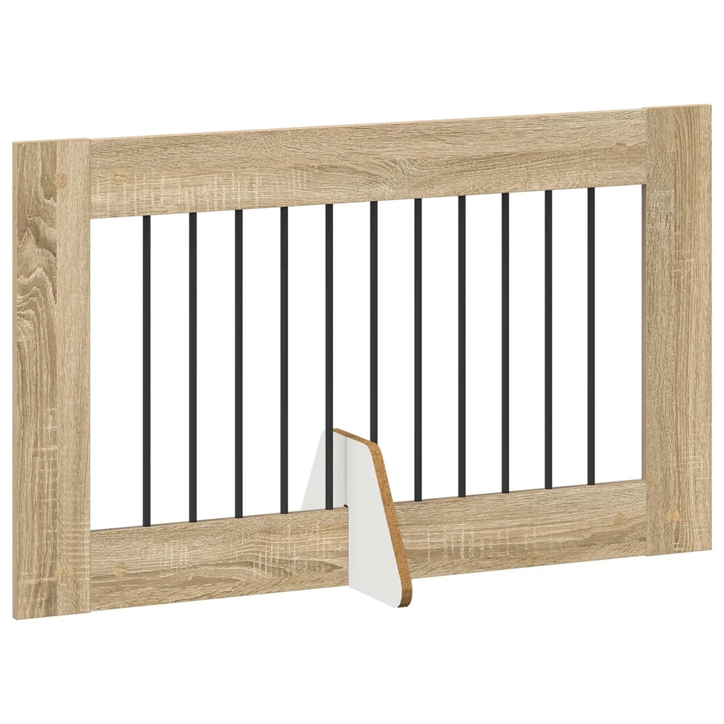 Cancello per cani pieghevole con supporti 4 pz Rovere Sonoma 892116