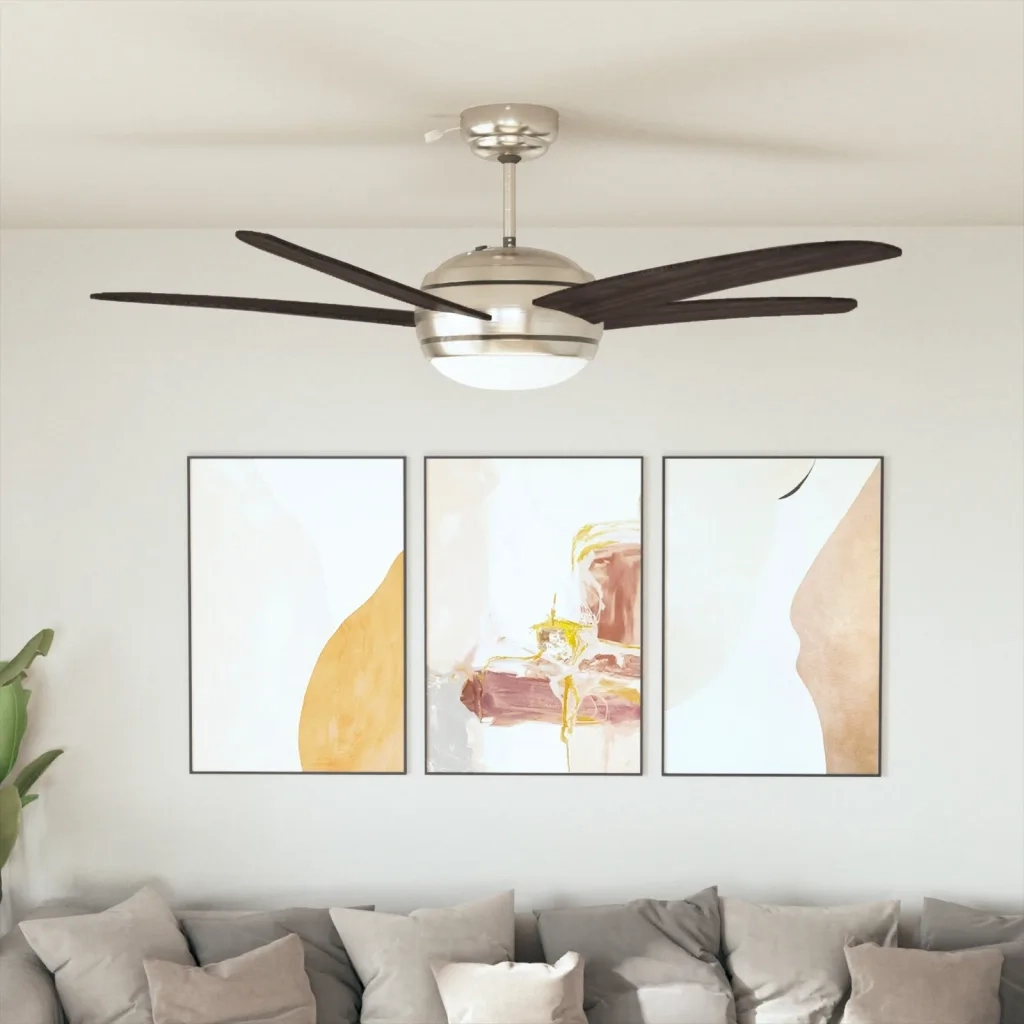Ventilatore da Soffitto Decorato con Luce 128 cm Marrone CFW4128137