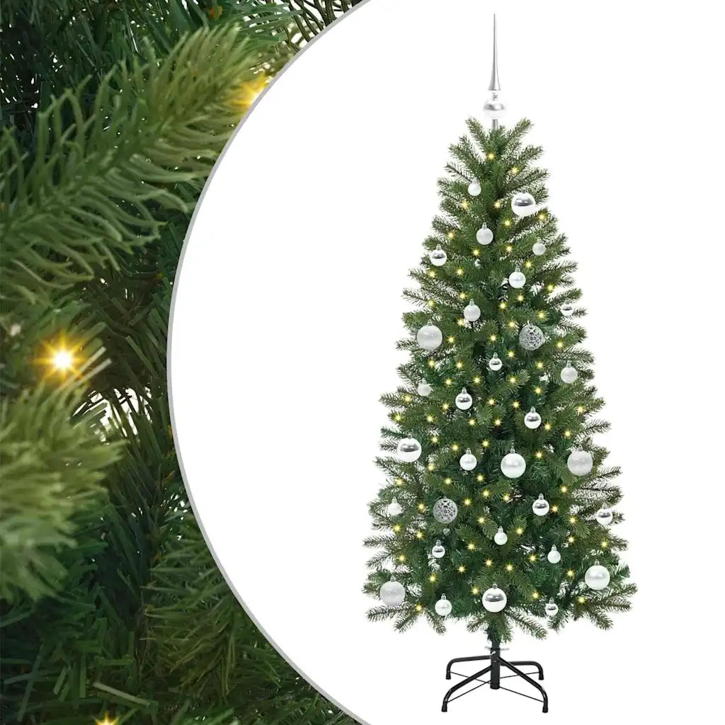 Albero di Natale | Decorazioni natalizie artificiale con 150 LED Verde 150 cm PE e PVC