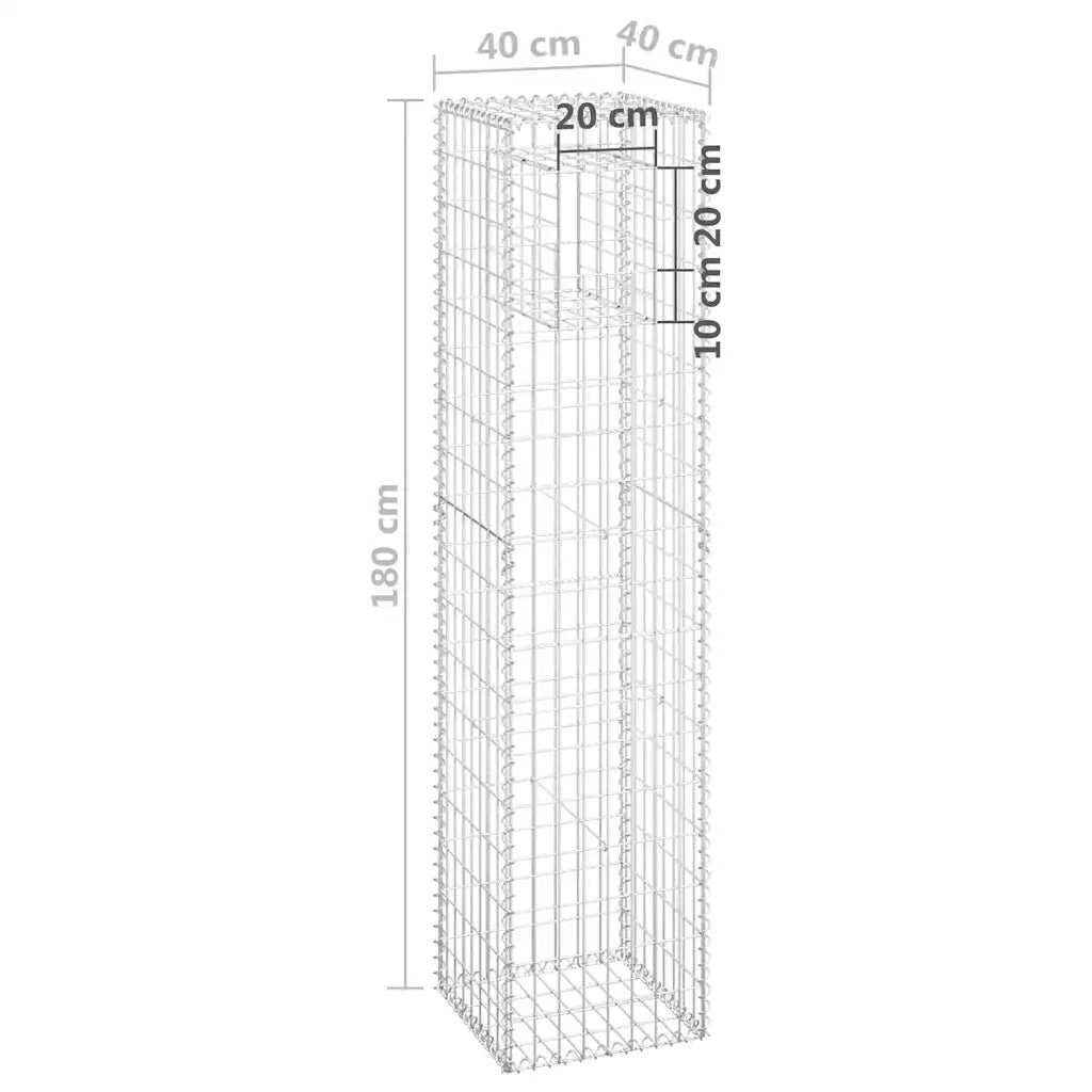 Cesto a Gabbione a Torre 40x40x180 cm in Ferro