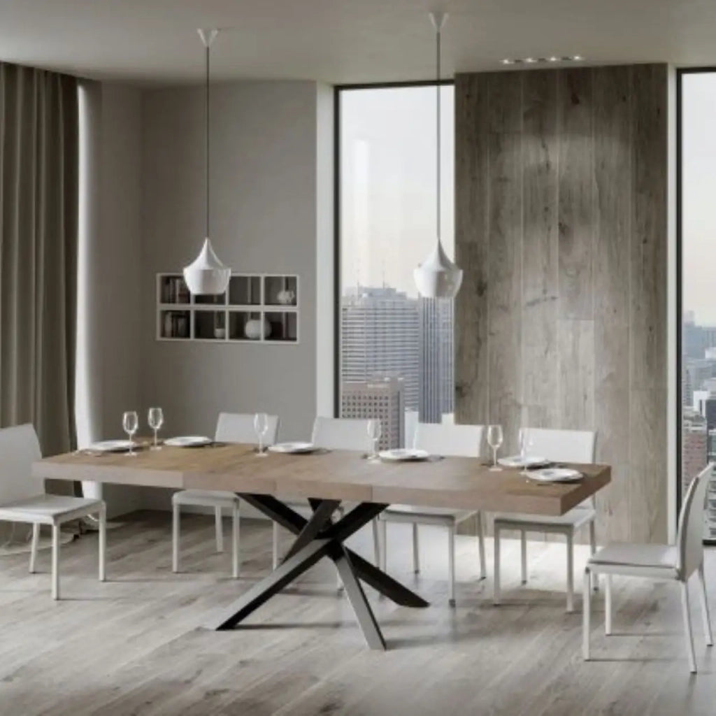 Tavolo allungabile 200/460x90 cm Volantis Premium colore noce gambe antracite