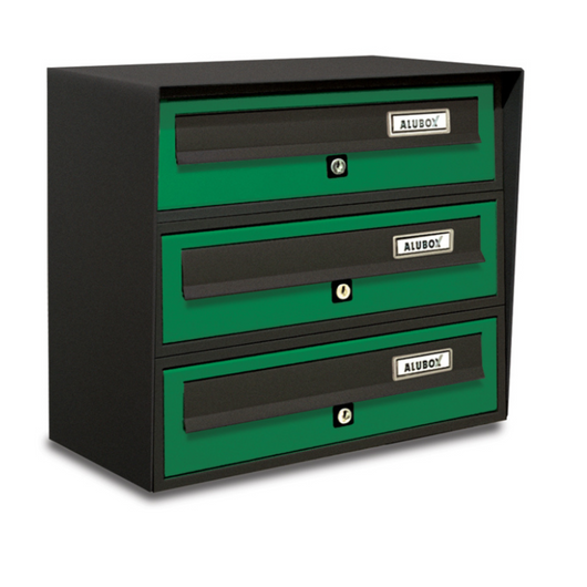 ALUBOX SLIM Cassette Postali Condominiali 3 Posti 37,8X39X30 Cm In Lamiera Zincata E Alluminio Cassetta Postale Da Esterno Condominiale Con Sistema Anti Prelievo