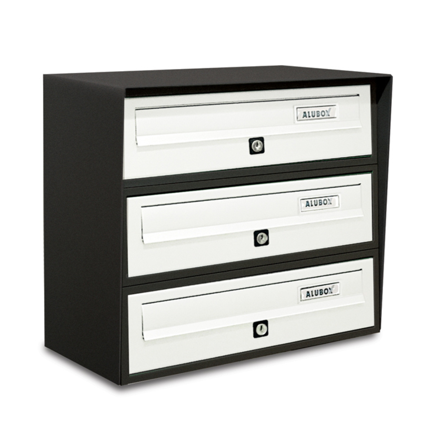 ALUBOX SLIM Cassette Postali Condominiali 3 Posti 37,8X39X30 Cm In Lamiera Zincata E Alluminio Cassetta Postale Da Esterno Condominiale Con Sistema Anti Prelievo