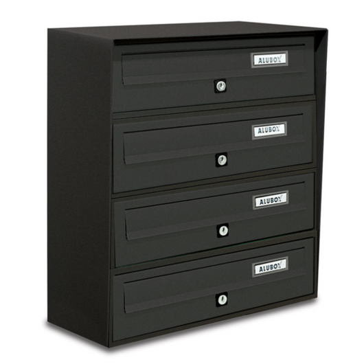 ALUBOX SLIM Cassette Postali Condominiali 4 Posti 50X39X30 Cm In Lamiera Zincata E Alluminio Cassetta Postale Da Esterno Condominiale Con Sistema Anti Prelievo COLORE: ANTRACITE