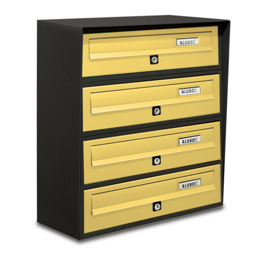 ALUBOX SLIM Cassette Postali Condominiali 4 Posti 50X39X30 Cm In Lamiera Zincata E Alluminio Cassetta Postale Da Esterno Condominiale Con Sistema Anti Prelievo COLORE: ANTRACITE BRONZO