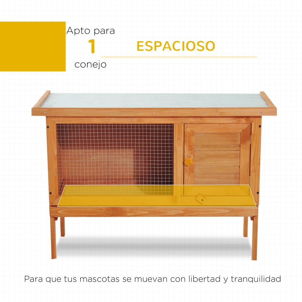 Casa per conigli esterno grande con vassoio estraibile ¨C zephmum ¨C legno 90x45x65cm