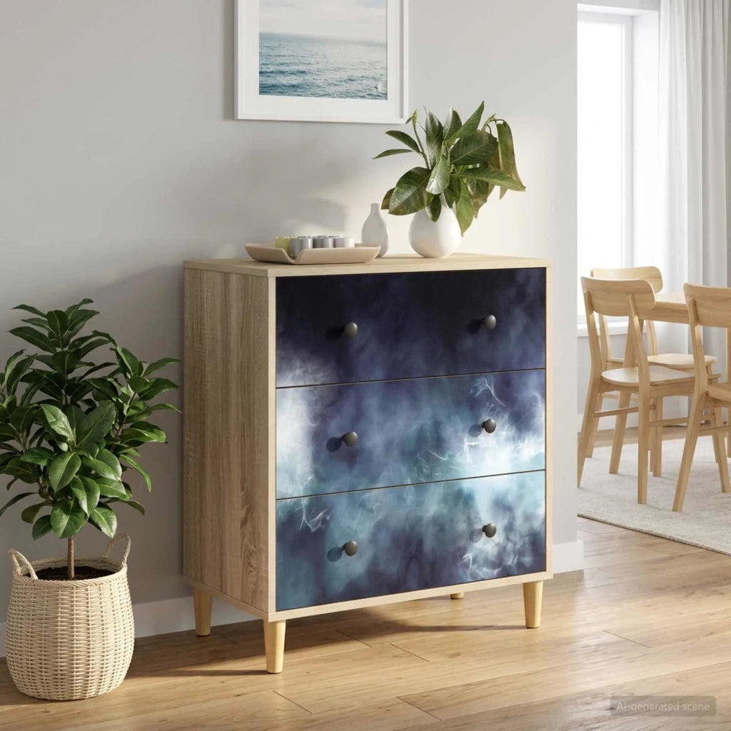 Cassettiera RAALTE Stampa in marmo blu 66 x 36,5 x 75 cm Sonoma 8007352