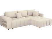 Divano angolare trasformabile in tessuto ciniglia a 3 posti - "Trocadero" - Beige