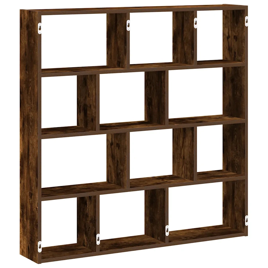 vidaXL Mensola a Cubo da Muro 12 Scomparti in Truciolato Rovere Fumo