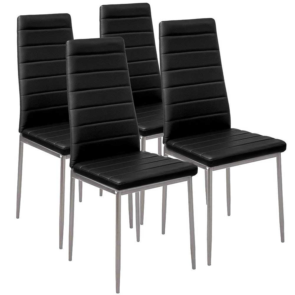 Set 4 Sedie Moderne sala Pranzo Salotto Cucina Seduta Imbottita Ecopelle Nero