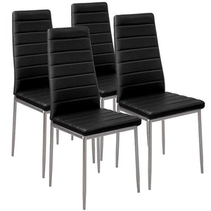 Set 4 Sedie Moderne sala Pranzo Salotto Cucina Seduta Imbottita Ecopelle Nero