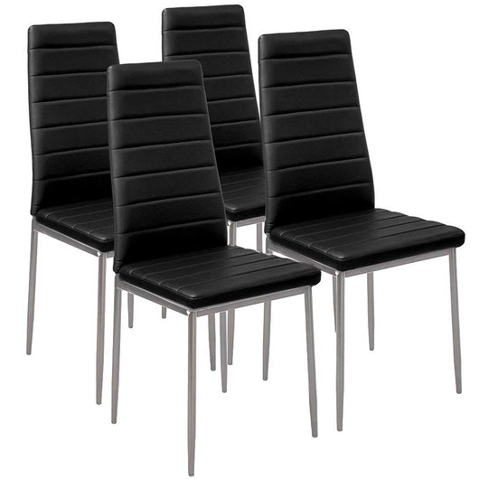 Set 4 Sedie Moderne sala Pranzo Salotto Cucina Seduta Imbottita Ecopelle Nero