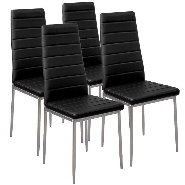 Set 4 Sedie Moderne sala Pranzo Salotto Cucina Seduta Imbottita Ecopelle Nero