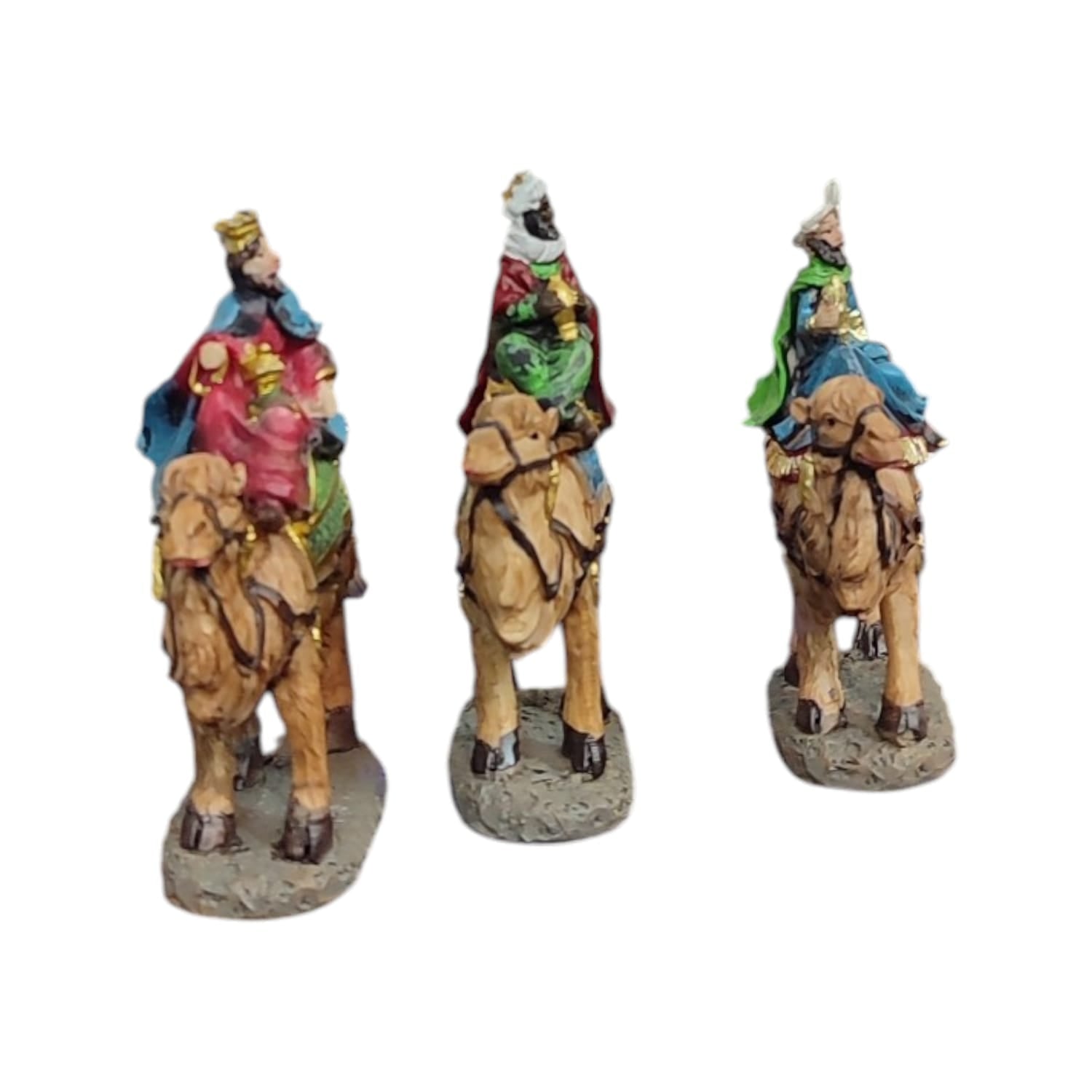 Re Magio su Cammello Presepe 11cm Poliresina Dipinto a Mano 3 Varianti