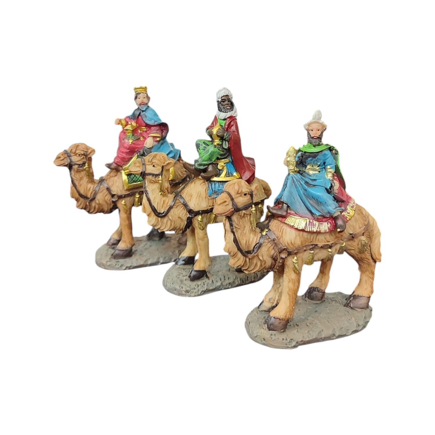 Re Magio su Cammello Presepe 11cm Poliresina Dipinto a Mano 3 Varianti