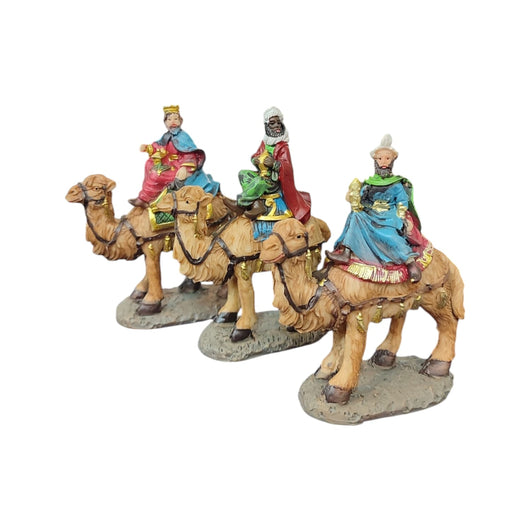 Re Magio su Cammello Presepe 11cm Poliresina Dipinto a Mano 3 Varianti