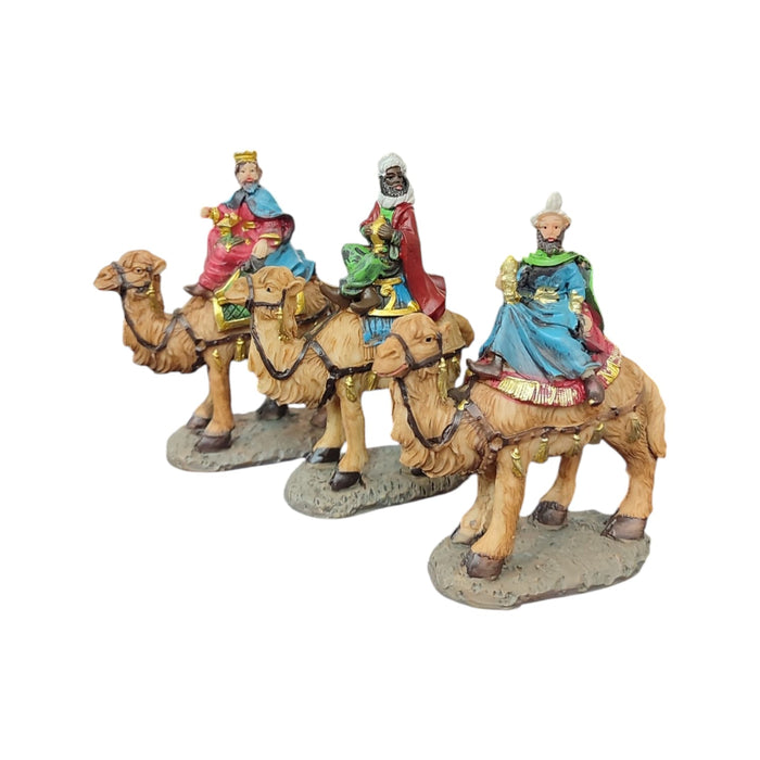 Re Magio su Cammello Presepe 11cm Poliresina Dipinto a Mano 3 Varianti