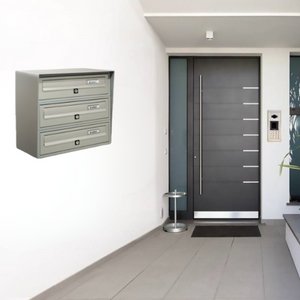 ALUBOX SLIM Cassette Postali Condominiali 3 Posti 37,8X39X30 Cm In Lamiera Zincata E Alluminio Cassetta Postale Da Esterno Condominiale Con Sistema Anti Prelievo