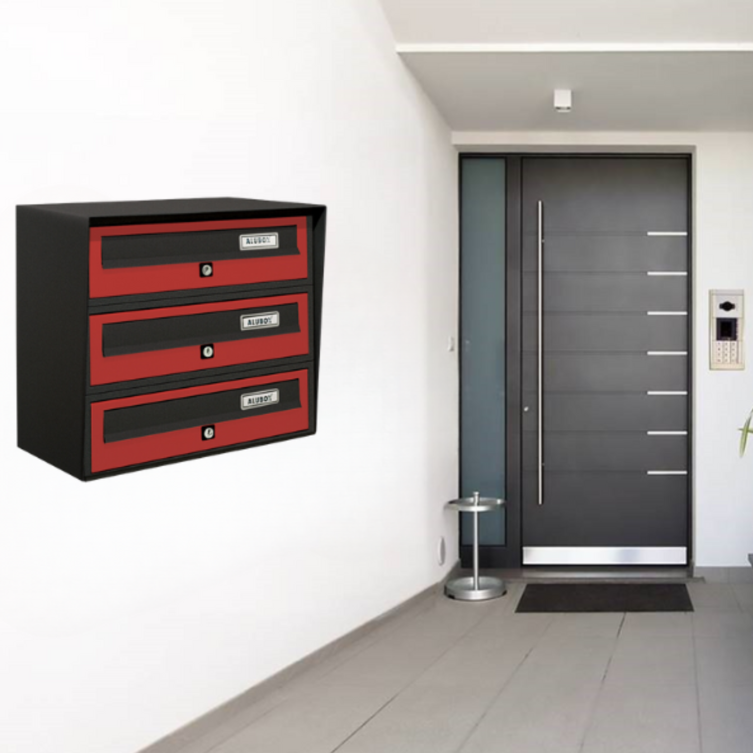 ALUBOX SLIM Cassette Postali Condominiali 3 Posti 37,8X39X30 Cm In Lamiera Zincata E Alluminio Cassetta Postale Da Esterno Condominiale Con Sistema Anti Prelievo