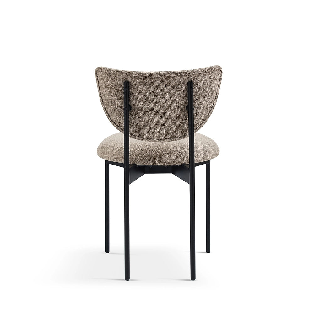 Sedia da pranzo Lunar - Xylo - 54x47x76 cm - Beige/Kaki - Struttura metallica nera senza braccioli