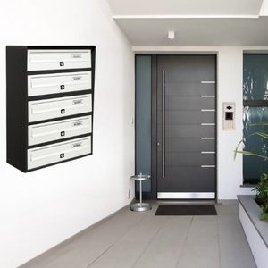ALUBOX SLIM Cassette Postali Condominiali 5 Posti 63X39X30 Cm In Lamiera Zincata E Alluminio Cassetta Postale Da Esterno Condominiale Con Sistema Anti Prelievo COLORE: ANTRACITE BIANCO