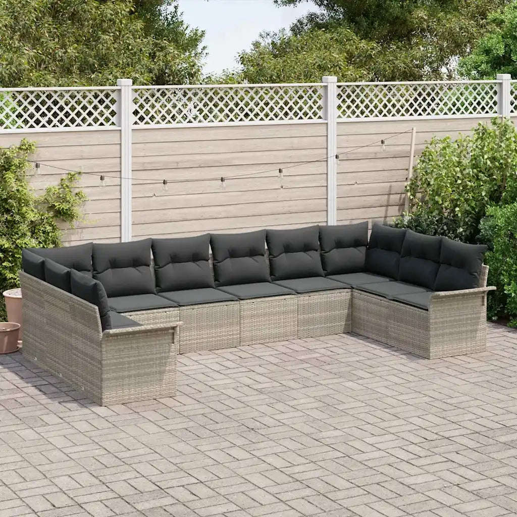 Set Divano da Giardino 10 pcs Grigio chiaro polyrattan 3354211