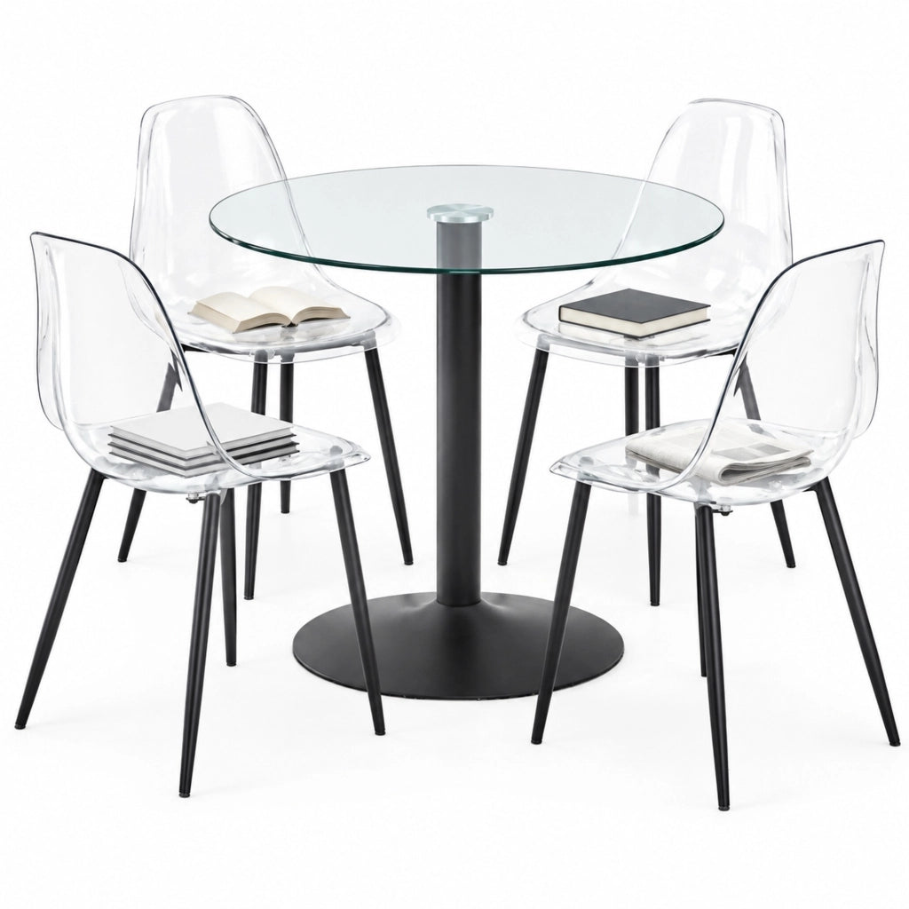 Set tavolo da pranzo rotondo con 4 sedie