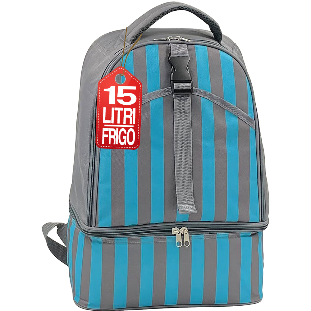 Borsa Zaino Frigo a Mano Capacità 15L Borsetta Refrigerante a Strisce 26x17x40cm