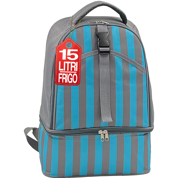 Borsa Zaino Frigo a Mano Capacità 15L Borsetta Refrigerante a Strisce 26x17x40cm