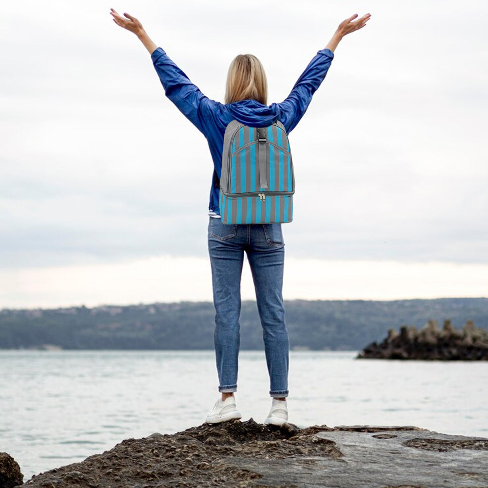 Borsa Zaino Frigo a Mano Capacità 15L Borsetta Refrigerante a Strisce 26x17x40cm