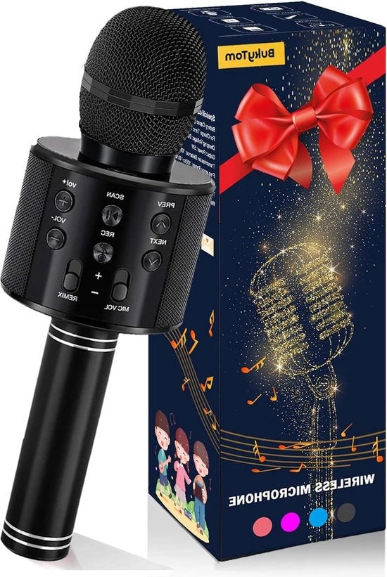 Impianto karaoke 4-in-1 microfono Bluetooth per bambini microfono da portare per bambini canto giocattolo compatibile con smartphone Android/iOS e PC