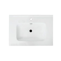Mobile Bagno Sospeso Completo di Lavabo in Ceramica Specchio Lampada Led Bianco Opaco Cannettato - Misura 70 cm