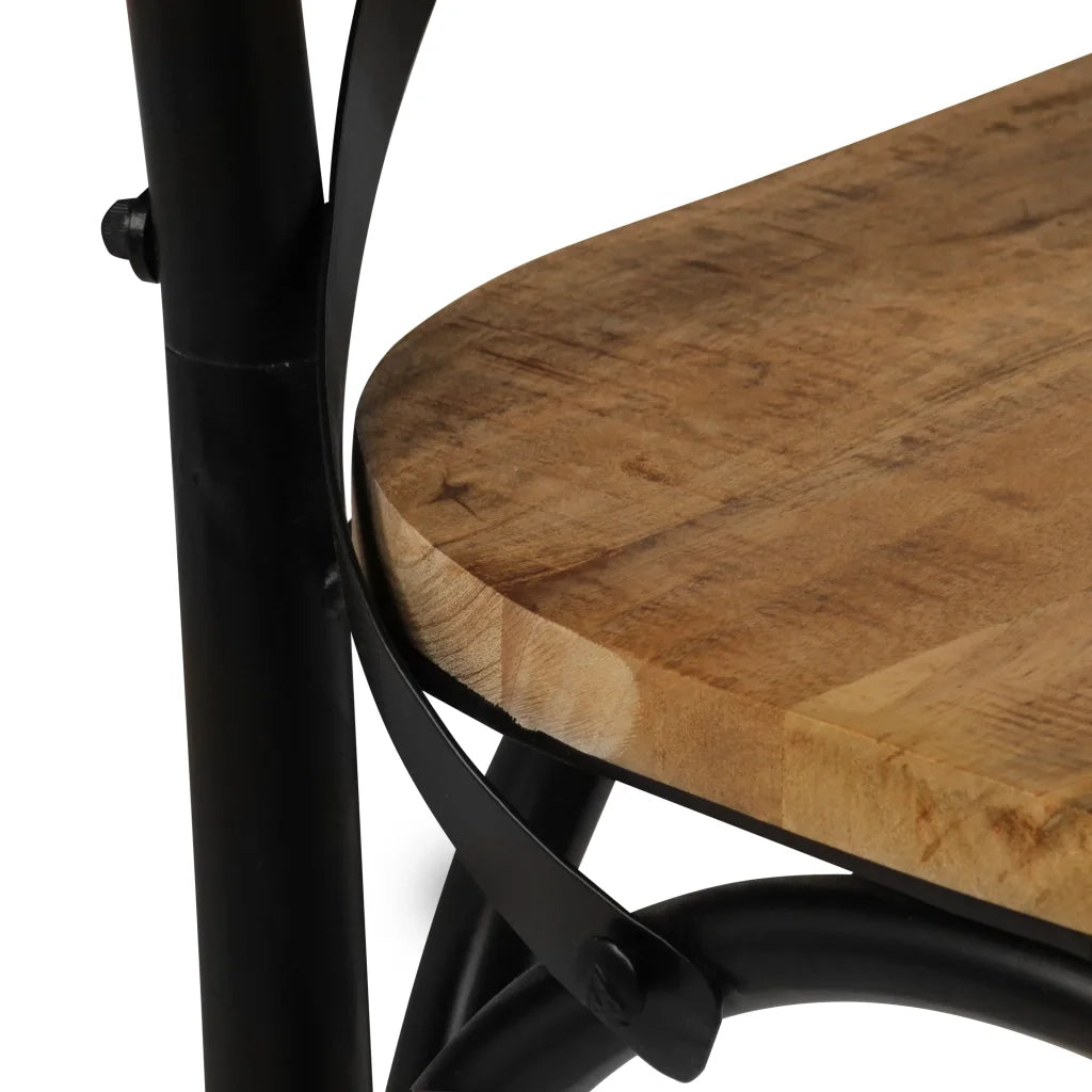 Sedie con Motivo a Croce 2 pz Nere in Legno Massello di Mango cod mxl 13843