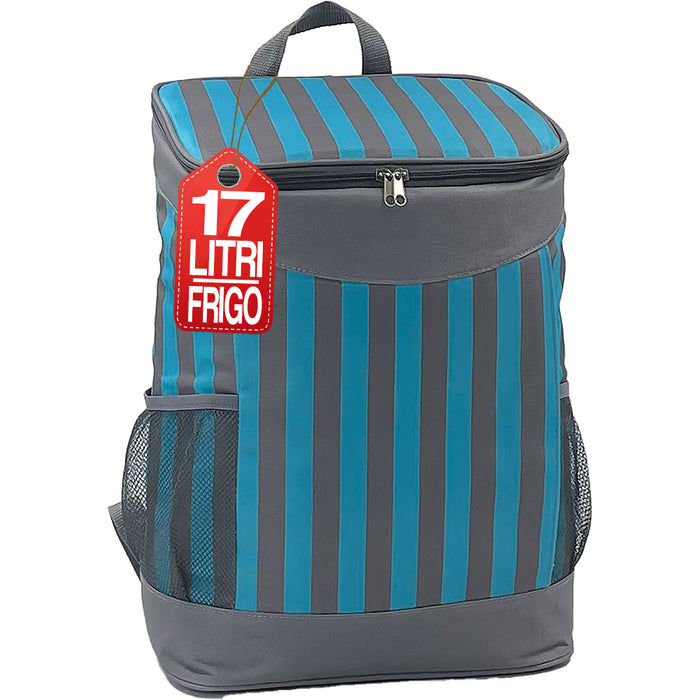 Borsa Zaino Frigo a Mano Capacità 17L Borsetta Refrigerante a Strisce 30x17x42cm