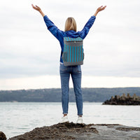 Borsa Zaino Frigo a Mano Capacità 17L Borsetta Refrigerante a Strisce 30x17x42cm