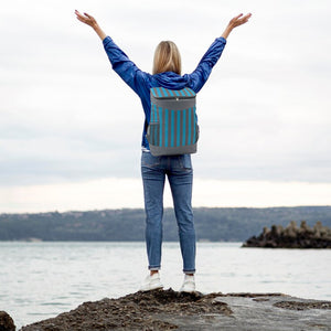 Borsa Zaino Frigo a Mano Capacità 17L Borsetta Refrigerante a Strisce 30x17x42cm