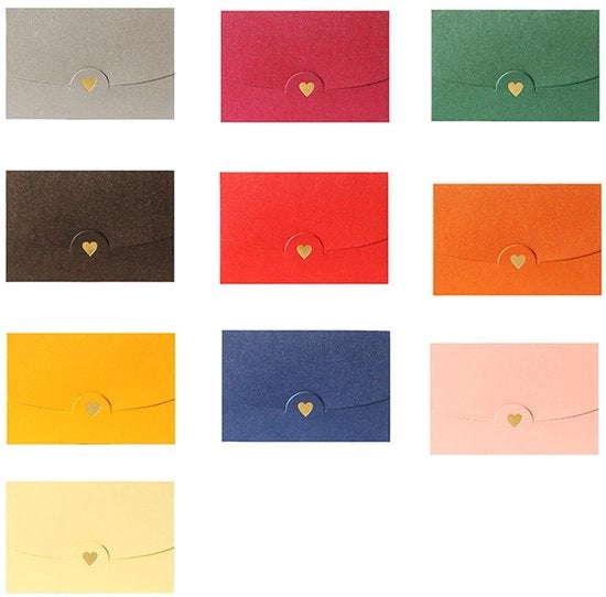 Mini buste in 10 pezzi - Carte regalo - Cerniera a cuore - Fai da te - Pergamena e carta Kraft - Robusto e unico - Buste per regalo