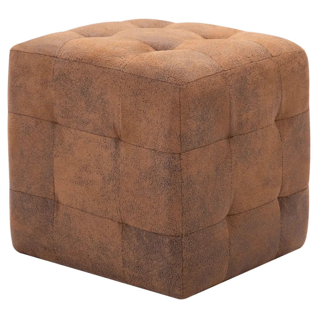 Comodini 2 pz-Set di 2 Tavolino da notte Marrone 30x30x30 cm in Similpelle Scamosciata