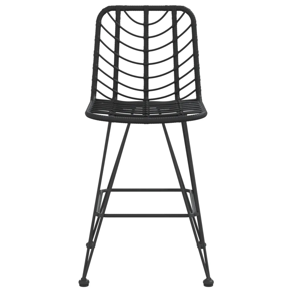 Sgabelli da Bar 2 pz Neri 45x56x103,5 cm Rattan PE e Acciaio cod mxl 16631