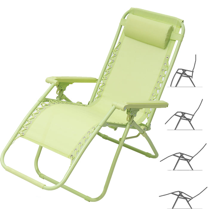 Sedia Zero Gravity Pieghevole in Tessuto Sdraio Gravità Reclinabile Verde Salvia