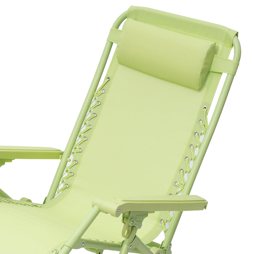 Sedia Zero Gravity Pieghevole in Tessuto Sdraio Gravità Reclinabile Verde Salvia