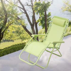Sedia Zero Gravity Pieghevole in Tessuto Sdraio Gravità Reclinabile Verde Salvia