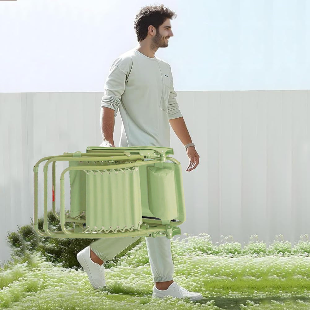 Sedia Zero Gravity Pieghevole in Tessuto Sdraio Gravità Reclinabile Verde Salvia